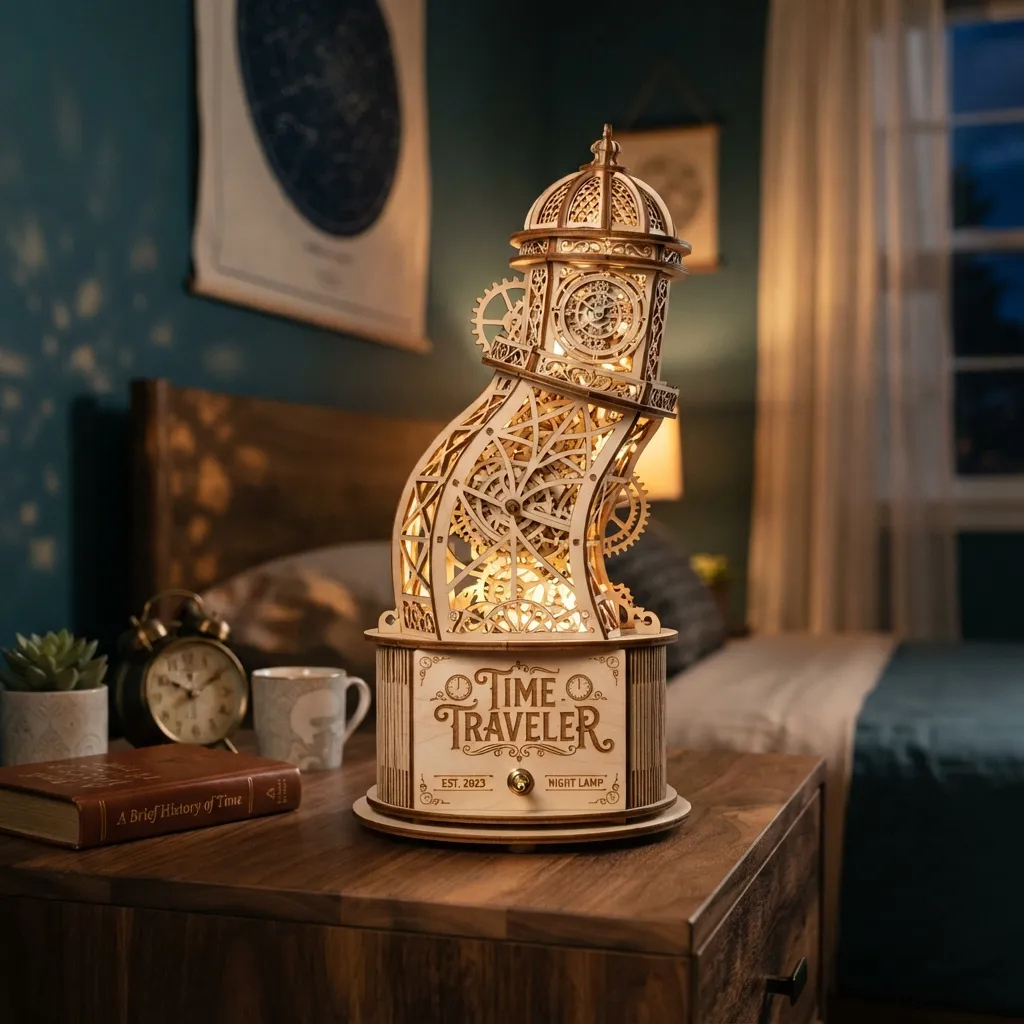 Wooden Night Light Time Traveler Home Decor